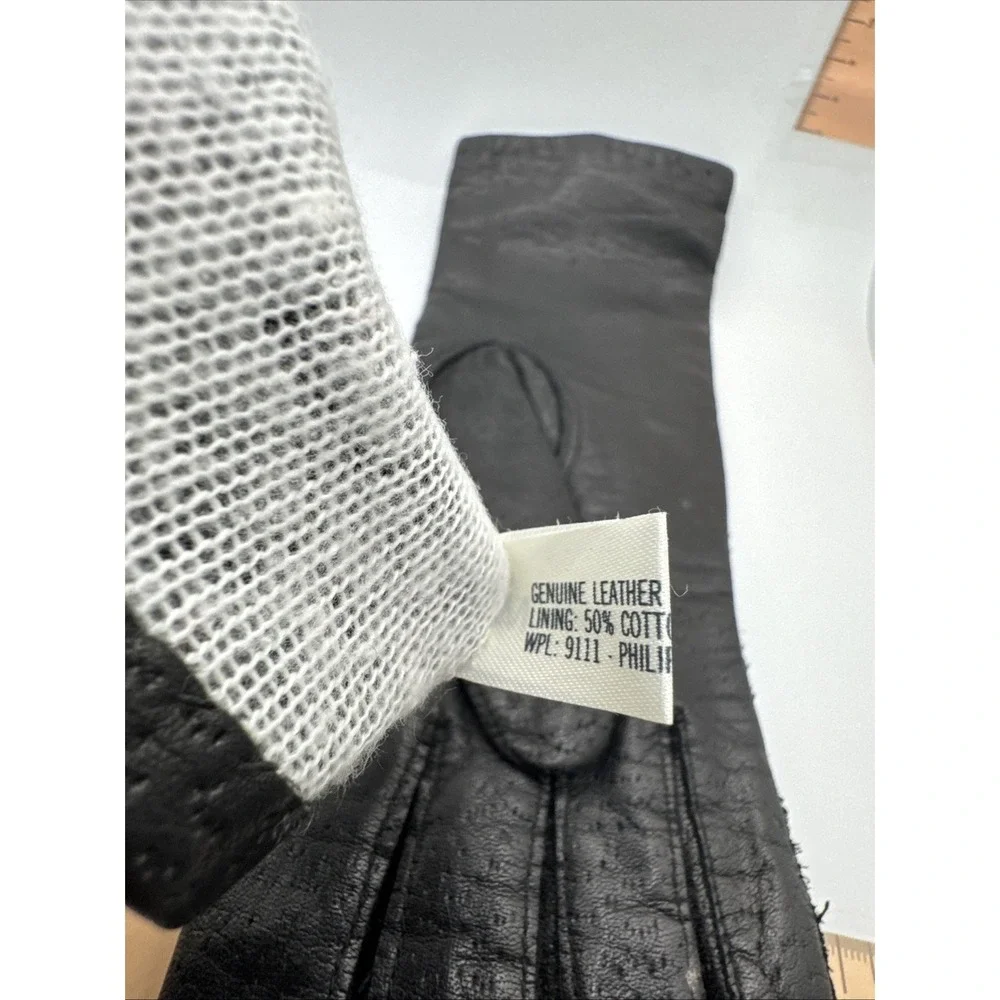 Vintage‎ Genuine Leather Woman's Black Gloves - M